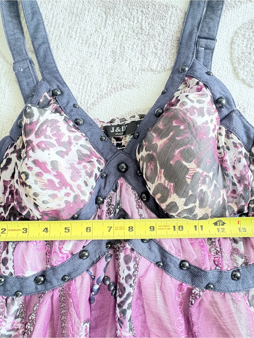 J&D Sheer Purple Multicolor Dress Leopard-Print Size XL-XXL Adjustable Strap - Picture 9 of 11